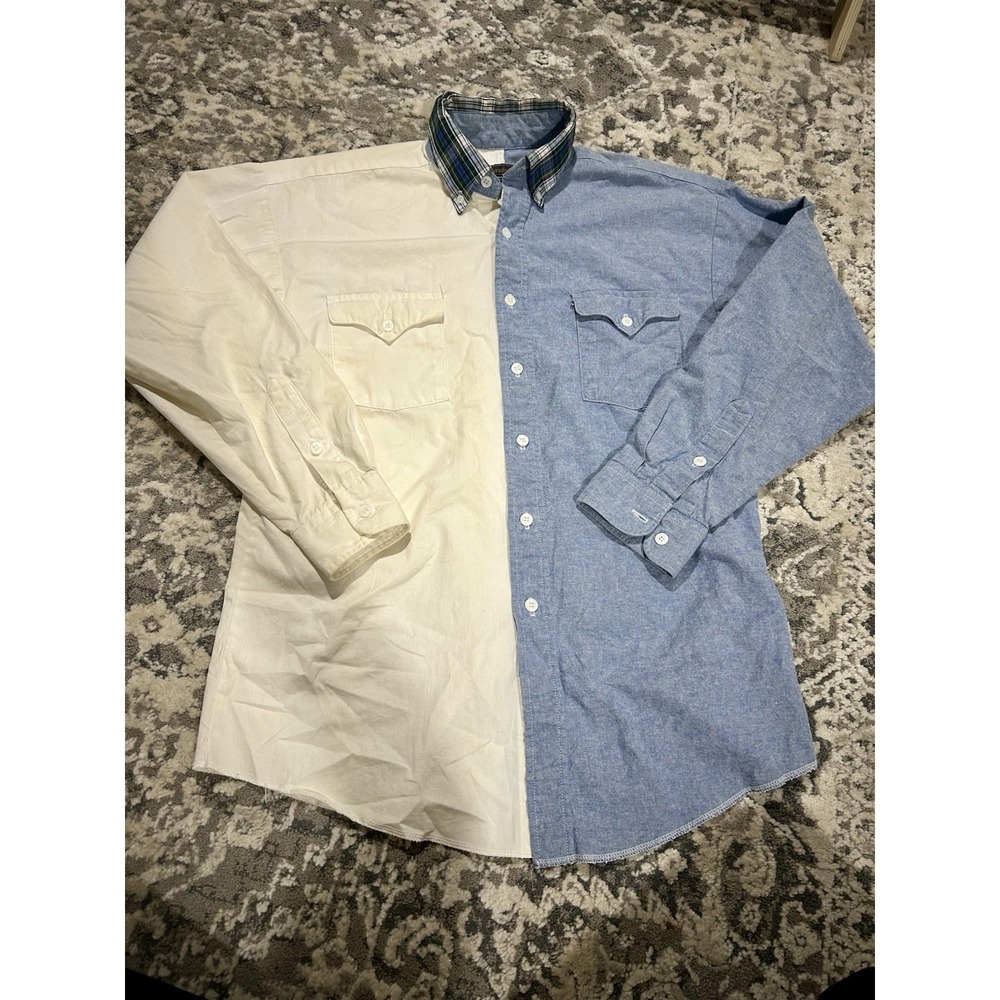 Vintage Panhandle Slim Denim/White Shirt Size Medium Made In USA Western Cowboy